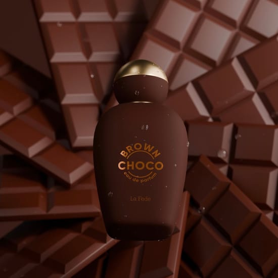 Original packaging of La Fede Choco Brown EDP Close-up image of La Fede Choco Brown EDP bottle
