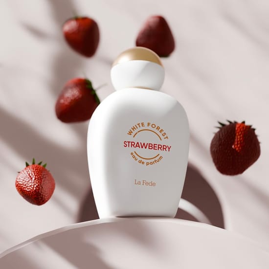 Bottle of La Fede White Forest Strawberry EDP with a berry scent