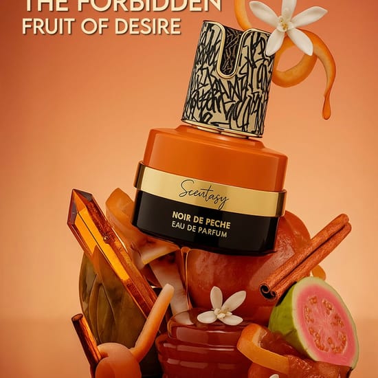 Флакон Armaf Scentasy Noir de Pêche EDP крупным планом, элегантный вид