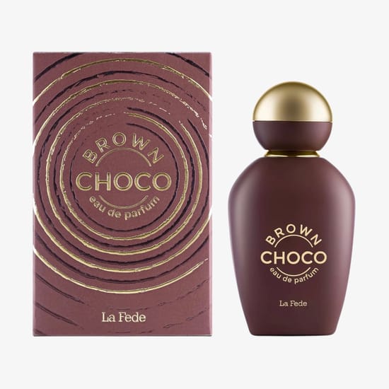 Original packaging of La Fede Choco Brown EDP Close-up image of La Fede Choco Brown EDP bottle