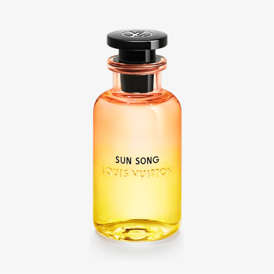 Elegant bottle of louis vuitton sun song edp close-up