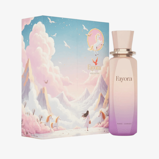 Close-up of Paris Corner Fayora EDP perfume bottle