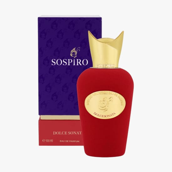 Original packaging of Sospiro Dolce Sonata EDP perfume Close-up of Sospiro Dolce Sonata EDP perfume bottle