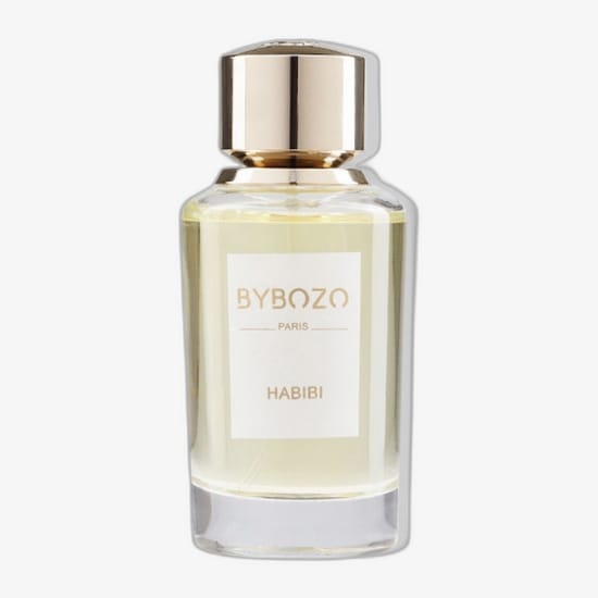 Original packaging of Bybozo Habibi EDP perfume Close-up of Bybozo Habibi EDP bottle