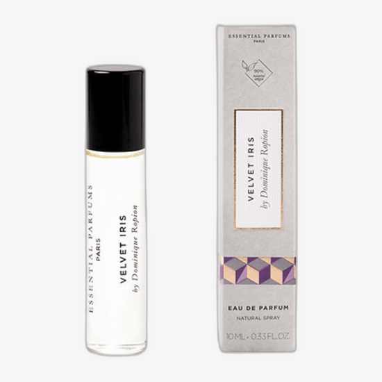 Close-up of Essential Parfums Velvet Iris EDP Miniature Bottle