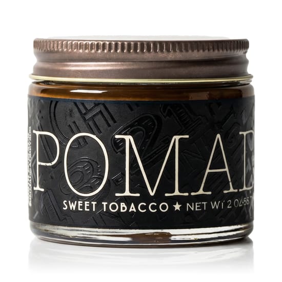Packaging of 18.21 Man Made Hair Styling Pomade - Sweet Tobacco Close-up of 18.21 Man Made Sweet Tobacco Hair Pomade