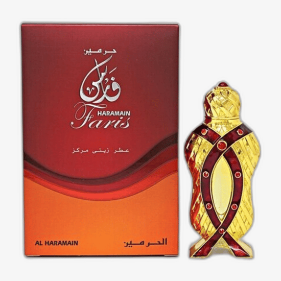 Elegant bottle of Al Haramain Faris Perfumed Oil