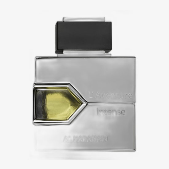 Al Haramain L'Aventure Intense Eau De Parfum tester elegantselt minimalistliku disainiga pudel