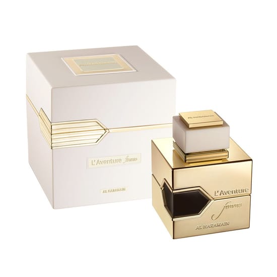 Stylish bottle of Al Haramain L'Aventure Femme EDP unisex fragrance