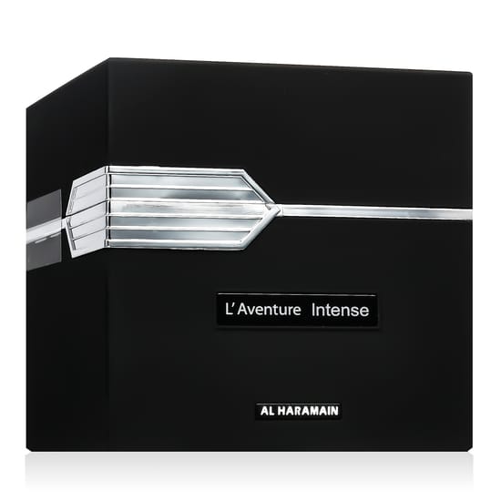 Al Haramain L'Aventure Intense Eau De Parfum tester elegantselt minimalistliku disainiga pudel