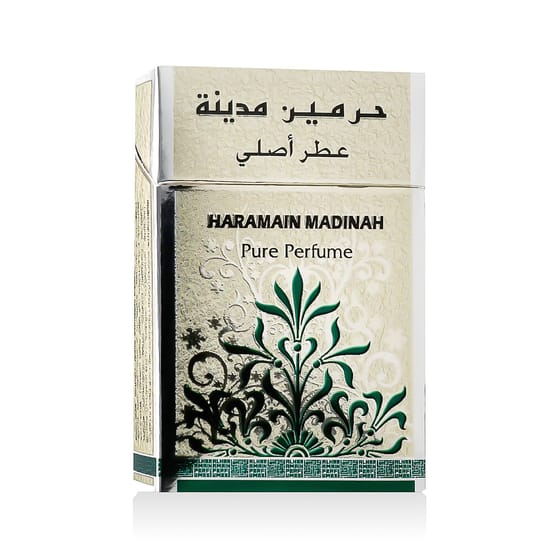 Close-up of Al Haramain Madinah Pure Perfume bottle
