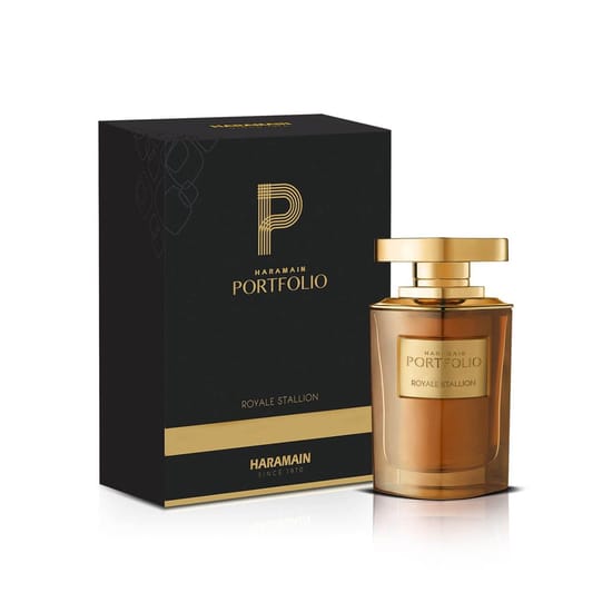 Elegant bottle of al haramain portfolio royale stallion edp