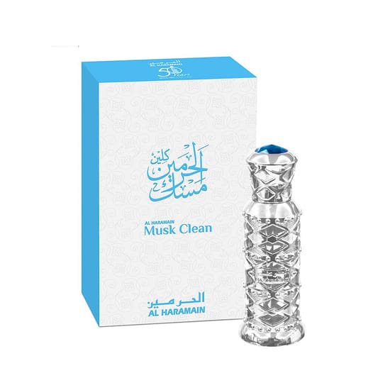 Elegant bottle of Al Haramain Musk Clean Perfumed Oil