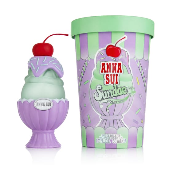 Close-up of Anna Sui Sundae Violet Vibe EDT bottle