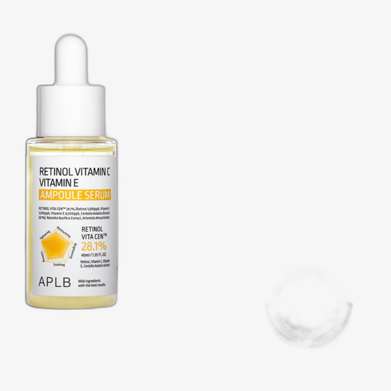 Close-up of APLB Retinol Vitamin C Vitamin E Ampoule Serum