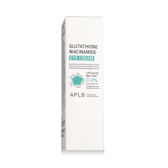 Close-up of aplb glutathione niacinamide eye cream packaging