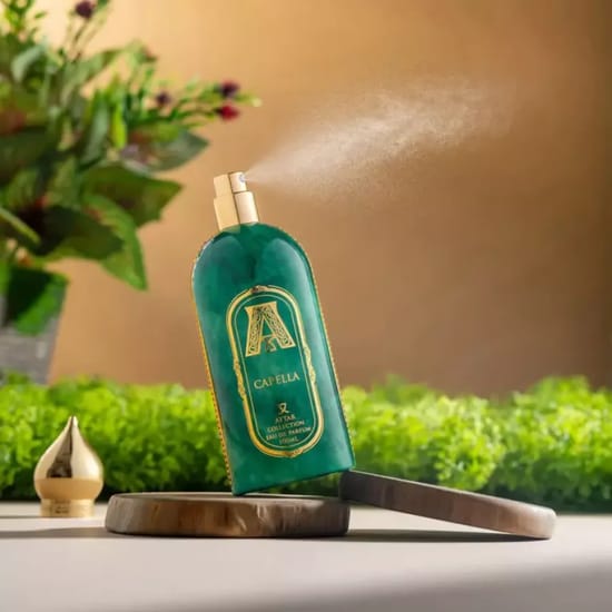 Original Attar Collection Capella EDP packaging Elegant bottle of Attar Collection Capella EDP close-up