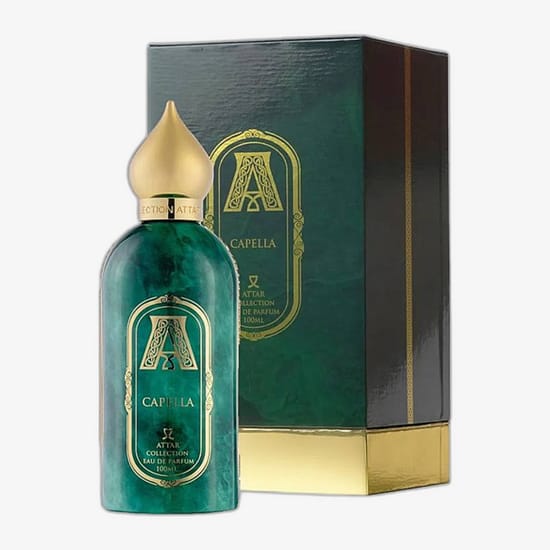 Original Attar Collection Capella EDP packaging Elegant bottle of Attar Collection Capella EDP close-up