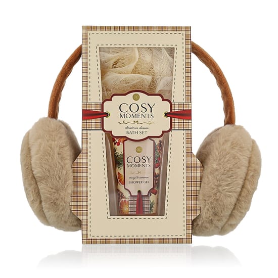 Accentra cosy moments bath set with earmuffs displayed