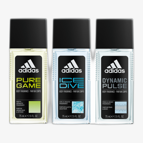Adidas Pure Game Deodorant in elegant glass bottle