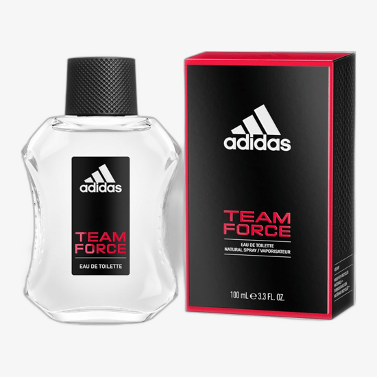 Bottle of Adidas Team Force EDT with vibrant design