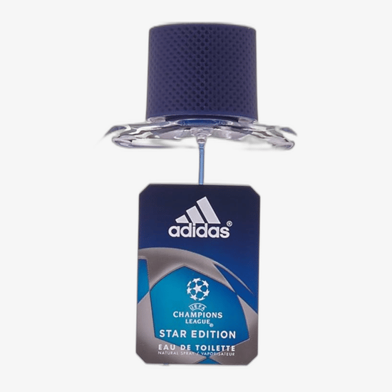 Close-up of Adidas UEFA Champions League Star Edition EDT bottle