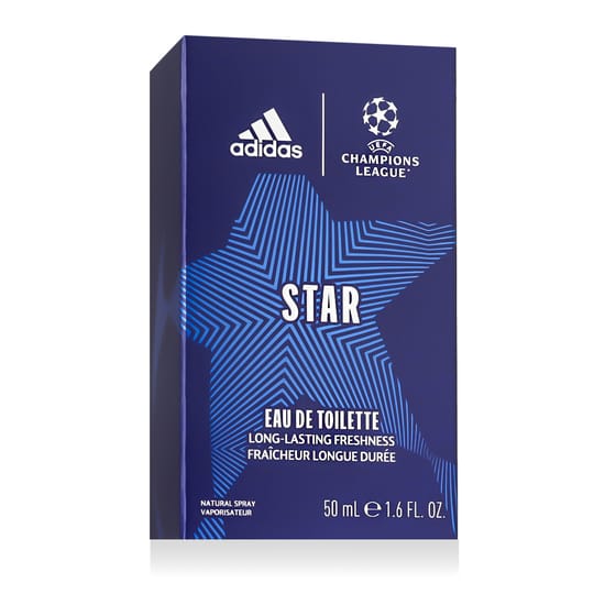Close-up of Adidas UEFA Champions League Star Edition EDT bottle