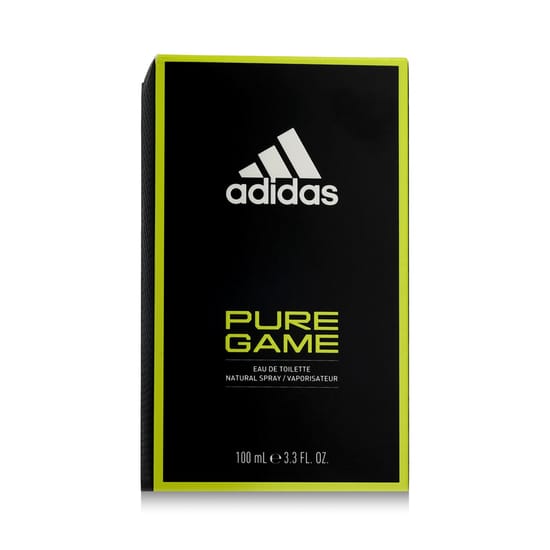 Bottle of Adidas Pure Game EDT with vibrant design