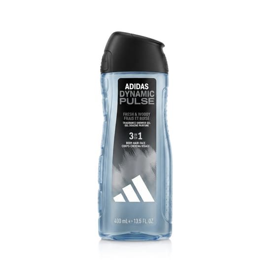 Original Adidas Dynamic Pulse Shower Gel Packaging Adidas Dynamic Pulse Shower Gel Body & Hair Bottle Close-Up