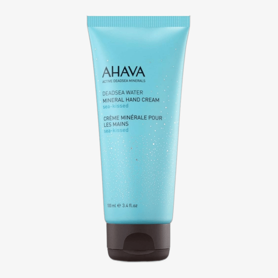Close-up of Ahava Deadsea Water Mineral Hand Cream tube