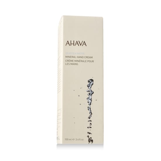 Close-up of Ahava Deadsea Water Mineral Hand Cream tube