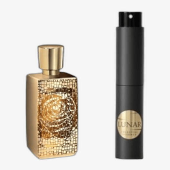 Close-up of the Ahmed Al Maghribi Aqua Oud EDP bottle