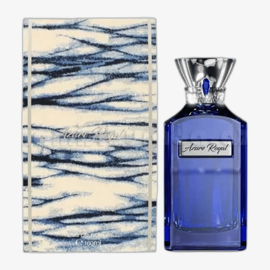 Close-up of Ahmed Al Maghribi Azure Royal EP perfume bottle