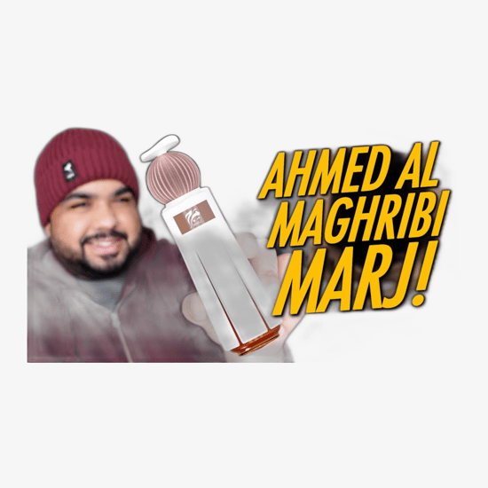Close-up of Ahmed Al Maghribi Marj EP fragrance bottle