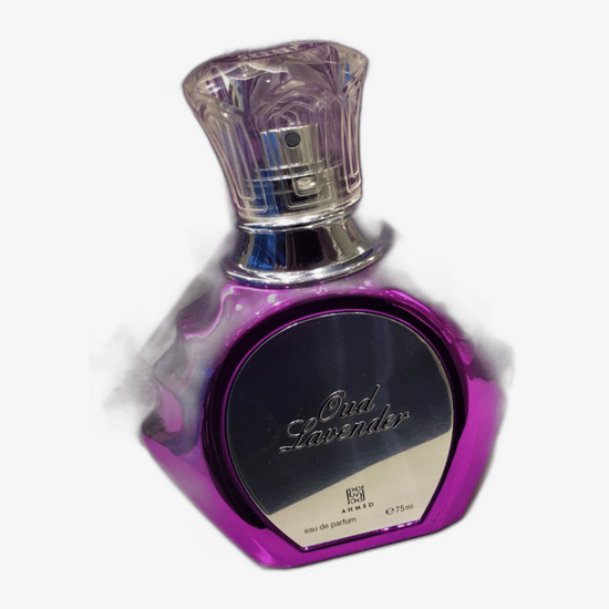 Elegant bottle of Ahmed Al Maghribi Oud Lavender EP unisex fragrance