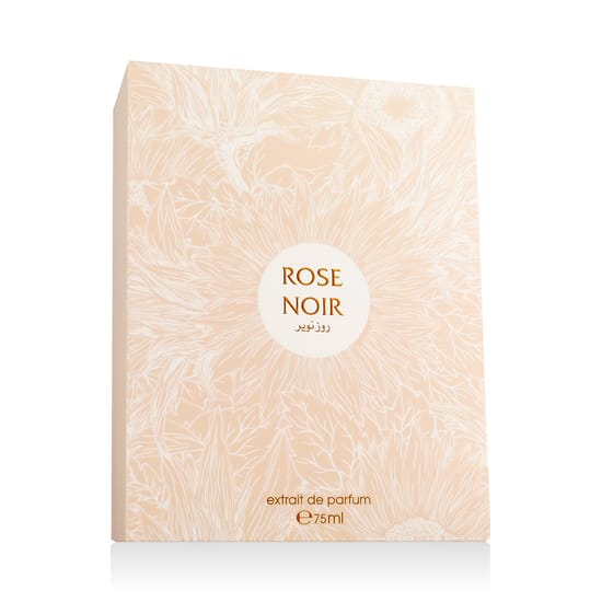 Close-up of Ahmed Al Maghribi Rose Noir EDP perfume bottle