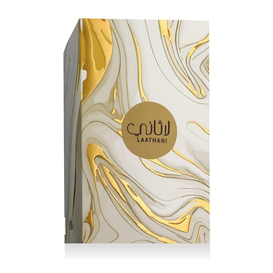 Close-up of the Ahmed Al Maghribi Laathani EP fragrance bottle