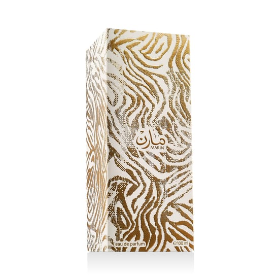 Close-up image of Ahmed Al Maghribi Marin EDP perfume bottle with ocean-inspired design