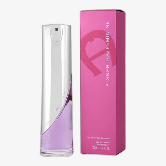Bottle of Aigner Too Feminine EDP in an elegant design