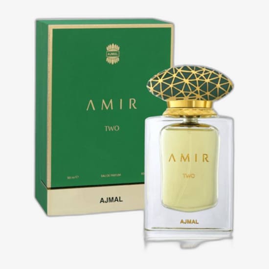 Close-up of Ajmal Amir Two EDP bottle