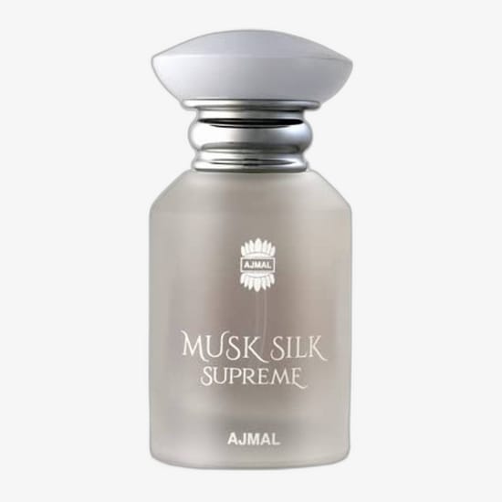 Bottle of Ajmal Musk Silk Supreme EDP close-up