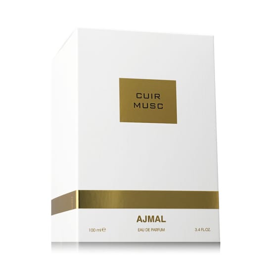 Elegant bottle of Ajmal Cuir Musc EDP close-up