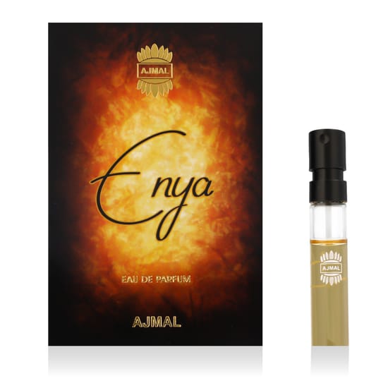 Original packaging of Ajmal Enya EDP perfume Stylish bottle of Ajmal Enya EDP close-up