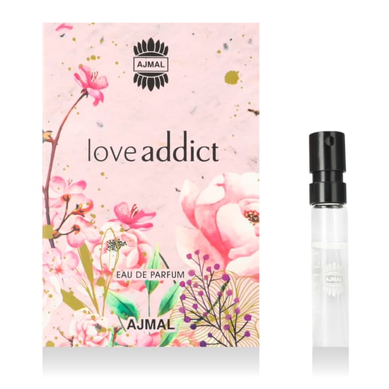 Original packaging of Ajmal Love Addict EDP Elegant bottle of Ajmal Love Addict EDP