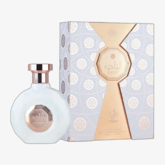 Bottle of Al Wataniah Lily EDP up close
