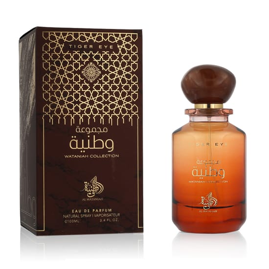 Elegant bottle of al wataniah tiger eye eau de parfum