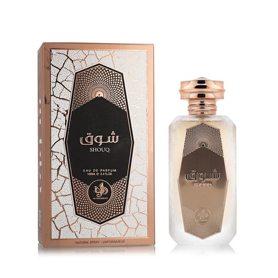 Sophisticated bottle of Al Wataniah Shouq Eau De Parfum, minimalist unisex perfume design