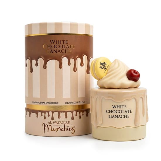 Al Wataniah Munchies White Chocolate Ganache EDP – Elegant bottle and minimalist aesthetic