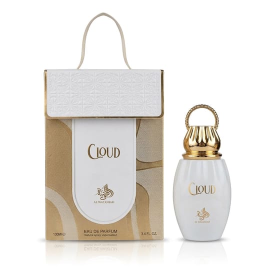Al Wataniah Cloud EDP originaalpakend Al Wataniah Cloud EDP pudeli lähivõte