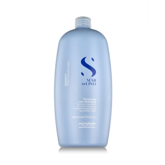 Bottle of Alfaparf Milano Semi Di Lino Density Thickening Low Shampoo – unisex volumising shampoo